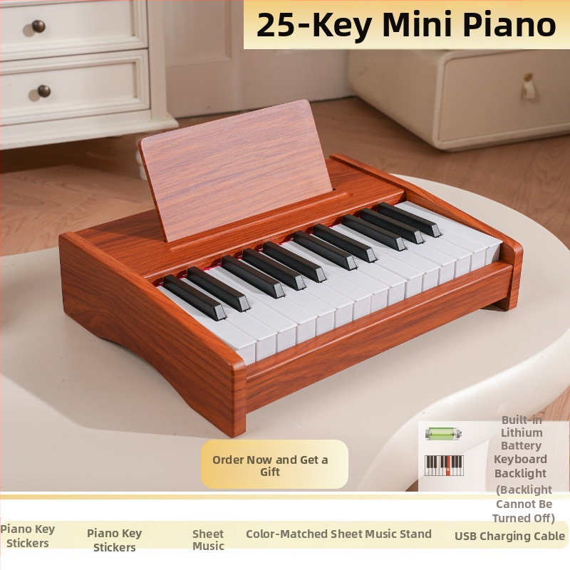 LECHEN преносимо дървено електронно клавирче за деца, модел 25 клавиша/37 клавиша