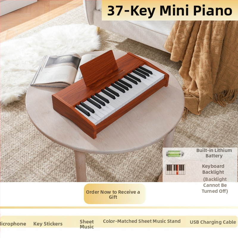 LECHEN преносимо дървено електронно клавирче за деца, модел 25 клавиша/37 клавиша