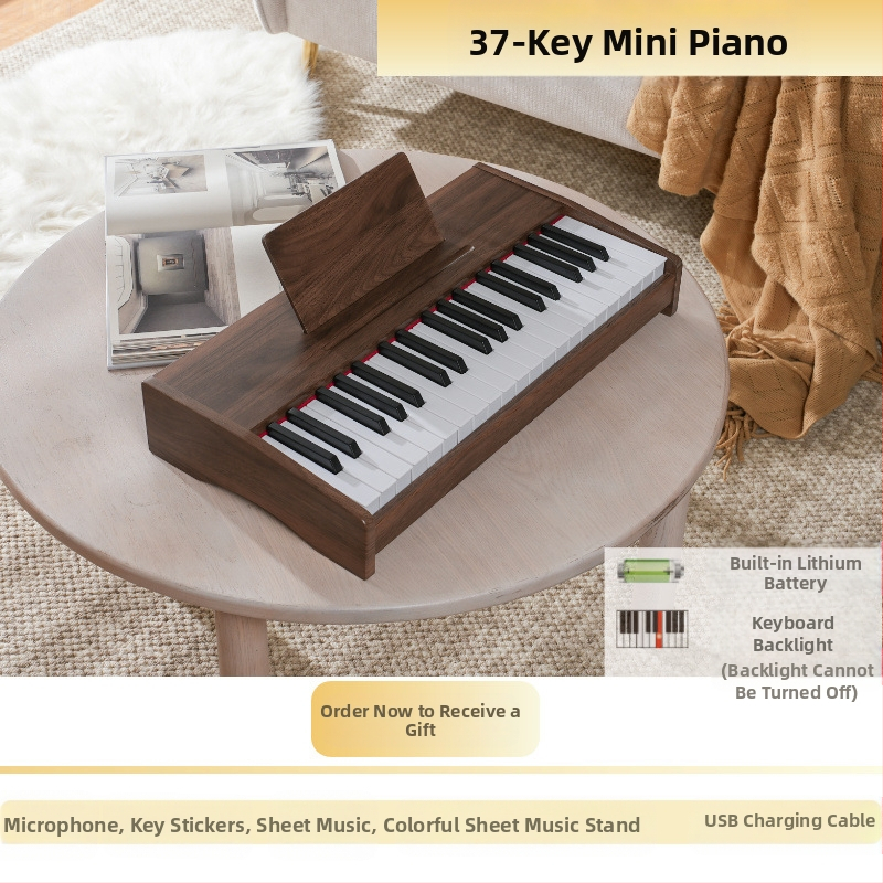 LECHEN преносимо дървено електронно клавирче за деца, модел 25 клавиша/37 клавиша