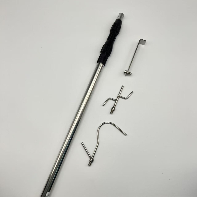 Телескопична метална релса за дрехи с кука – за закачалки, панталони и вратовръзки (Телескопична; Неръждаема стомана; Разширяващ се държач)