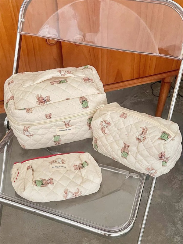Kozmetička torbica od pamuka s cvjetnim uzorkom, lagana, prijenosni organizator za šminku, unisex, podstava od poliestera