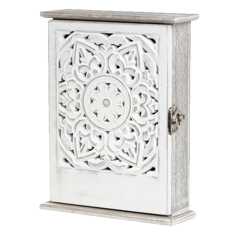 Atslēgu uzglabāšanas kaste, koka, sienas montāža, augu raksts, japāņu stils