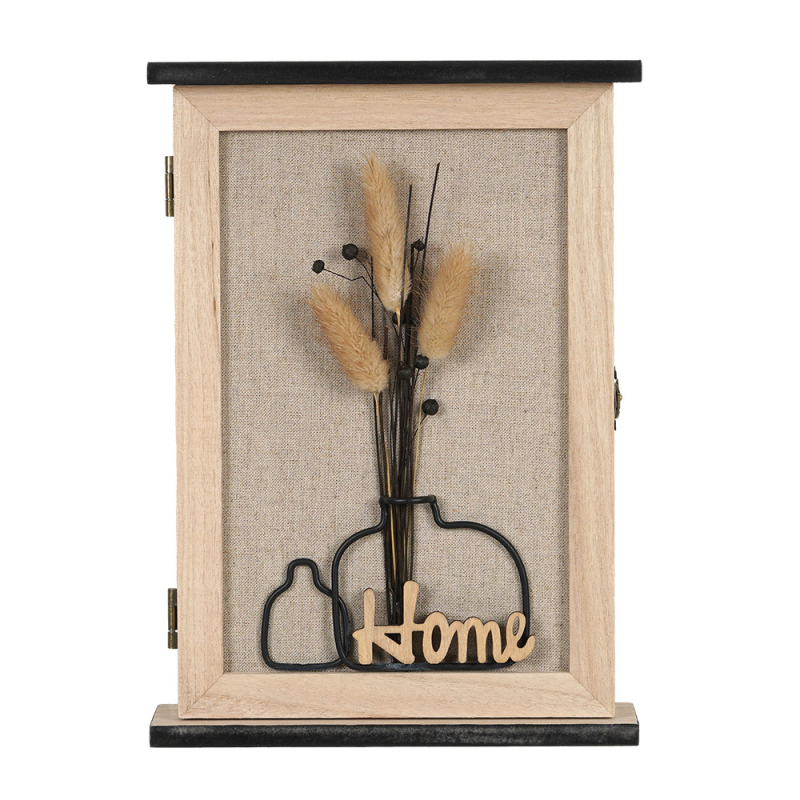 Atslēgu uzglabāšanas kaste, koka, sienas montāža, augu raksts, japāņu stils