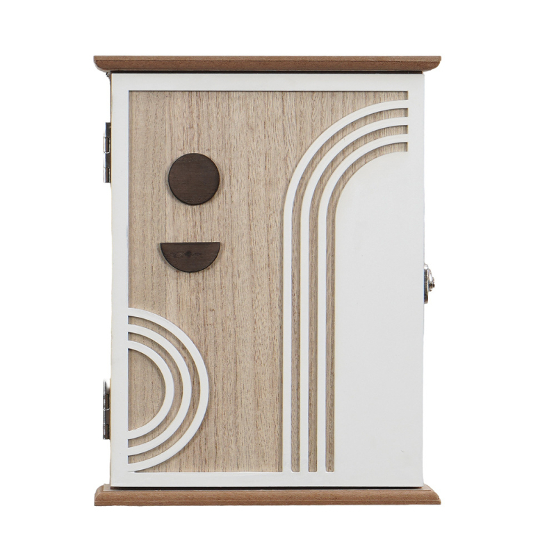 Atslēgu uzglabāšanas kaste, koka, sienas montāža, augu raksts, japāņu stils