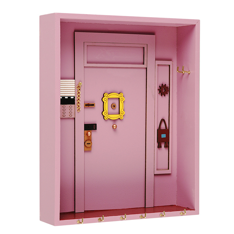 Atslēgu uzglabāšanas kaste, koka, sienas montāža, augu raksts, japāņu stils