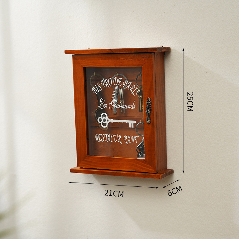 Atslēgu uzglabāšanas kaste, koka, sienas montāža, augu raksts, japāņu stils