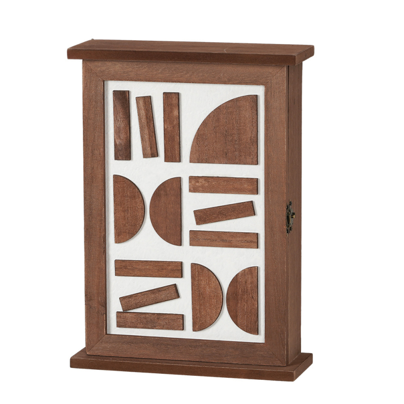 Atslēgu uzglabāšanas kaste, koka, sienas montāža, augu raksts, japāņu stils