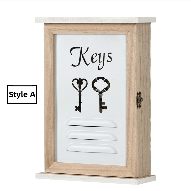 Atslēgu uzglabāšanas kaste, koka, sienas montāža, augu raksts, japāņu stils