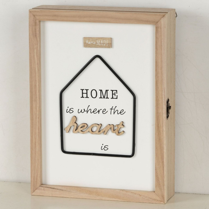 Atslēgu uzglabāšanas kaste, koka, sienas montāža, augu raksts, japāņu stils