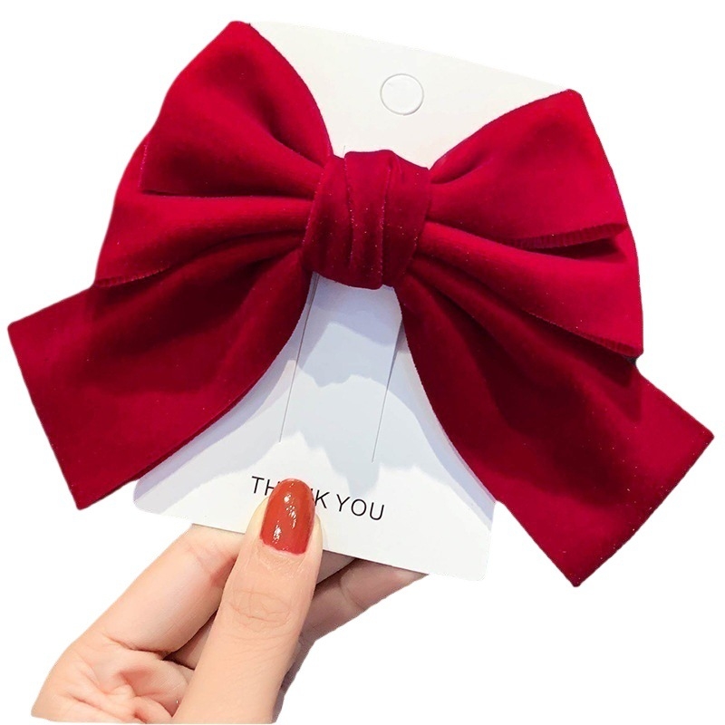 Velúr hajcsat gyerekeknek, nagy masnival, egyrészes klipsz, koreai stílus, 2024 tél