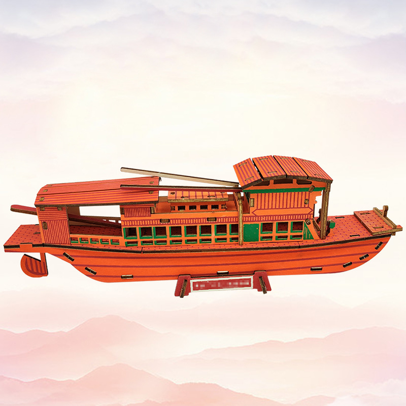 Nanhu Raudona Laivas – Medienos 3D Dėlionės Modelio Rinkinys, DIY, OEM Logotipo Pritaikymas