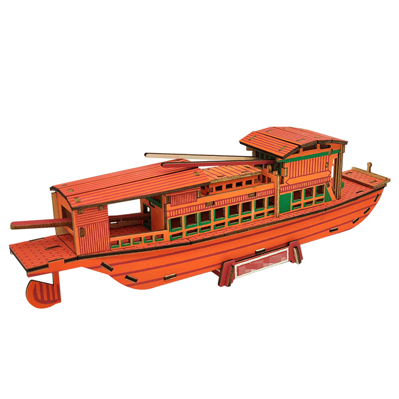 Nanhu Raudona Laivas – Medienos 3D Dėlionės Modelio Rinkinys, DIY, OEM Logotipo Pritaikymas