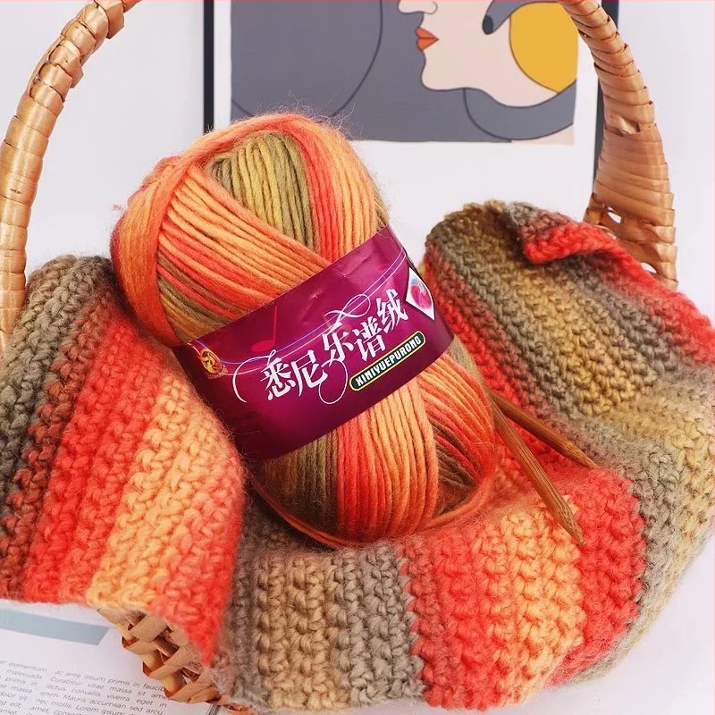 Ručne pletená súprava: čiapka, šál a šatka so dúhovým vzorom partitúry, hrubá vlnená priadza, pre bábätká.