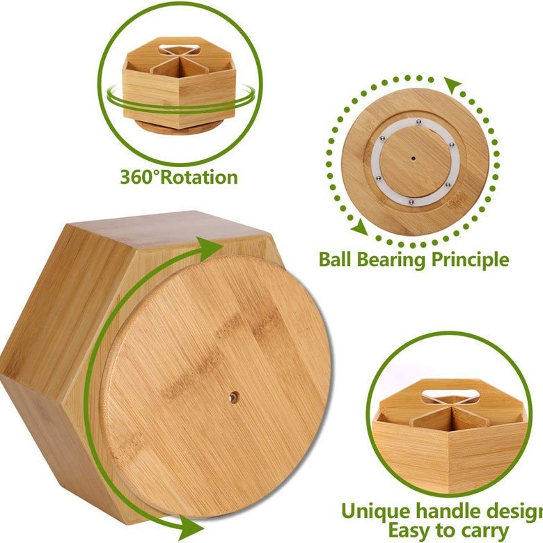 Bambukinis besisukantis pieštukų laikiklis, šešiakampio formos, modelis 012, Blue Morning