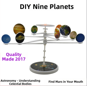 Devynių planetų Saulės sistemos modelis – DIY mokslinis rinkinys vaikams 7–14 metų, plastikas, mėginių pritaikymas