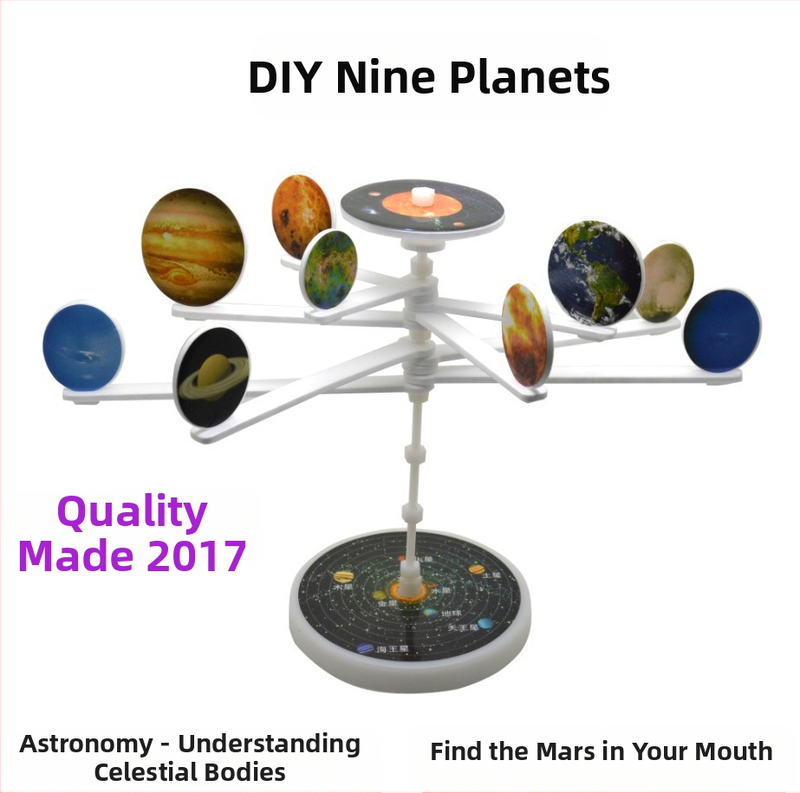Deviņu planētu Saules sistēmas modelis – DIY zinātnes komplekts bērniem vecumā no 7 līdz 14 gadiem, plastmasa, paraugu pielāgošana