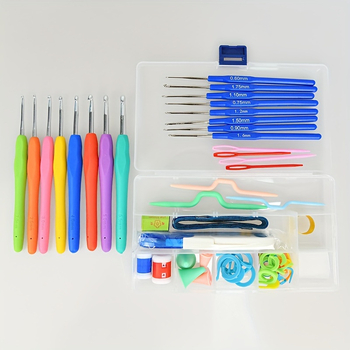 14 dalių Deluxe mezgimo kabliukų rinkinys su ergonomiška minkšta rankena