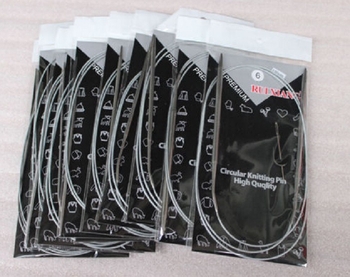 Plieninės apskrito mezgimo adatos rinkinys, ilgiai 120 cm, 80 cm, 65 cm ir 43 cm