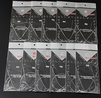 Plieninės apskrito mezgimo adatos rinkinys, ilgiai 120 cm, 80 cm, 65 cm ir 43 cm