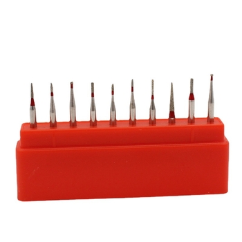 Sada vysokorýchlostných zubných vrtákov s brúsnymi a leštiacimi hlavami, 10 ks v krabičke, pre dospelých