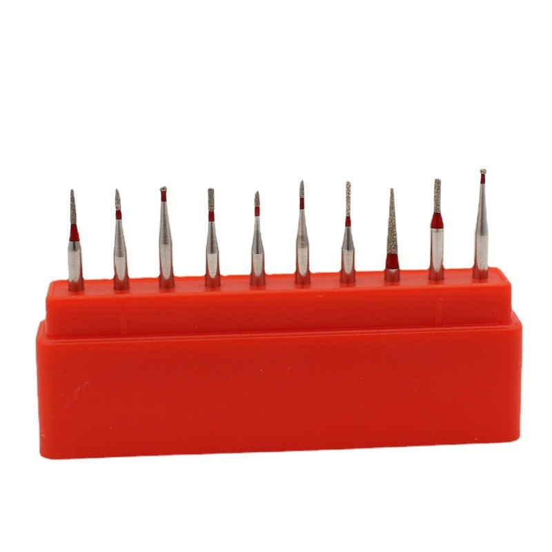 Sada vysokorýchlostných zubných vrtákov s brúsnymi a leštiacimi hlavami, 10 ks v krabičke, pre dospelých