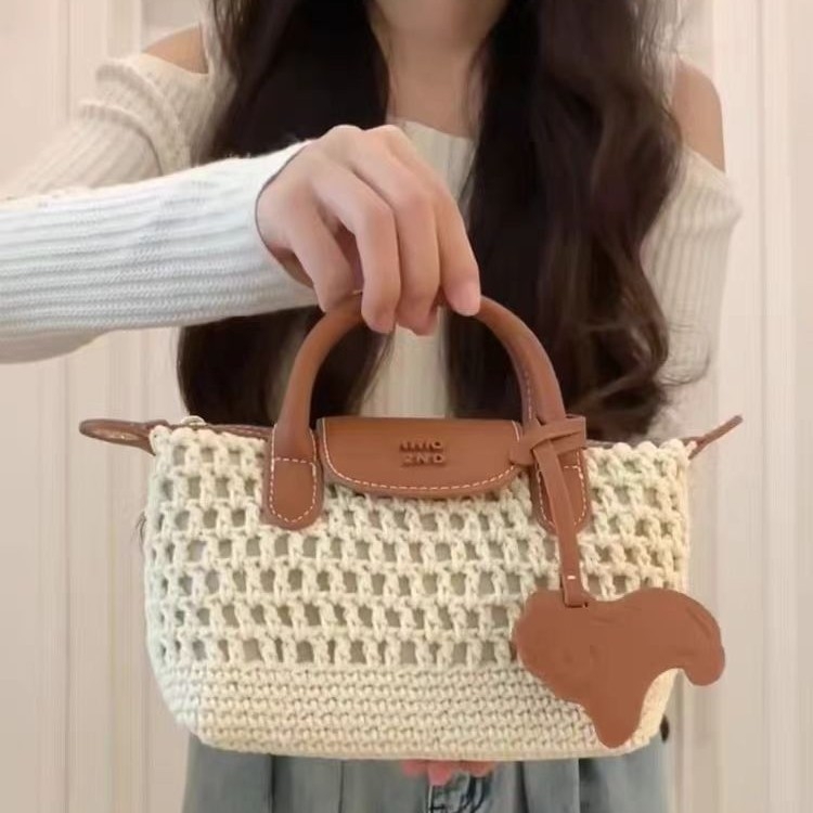 Medvilninė Tote rankinė moterims, užsegama užtrauktuku, vidinis kišenė su užtrauktuku ir telefono kišenė, Bao nanfeng, pavasaris 2024