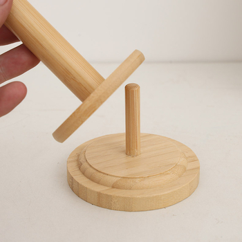 Ράφι γραφείου για μπομπίνες κλωστής με περιστρεφόμενη βάση — Μπαμπού, Πολυλειτουργικό και φορητό, 1 επίπεδο αποθήκευσης