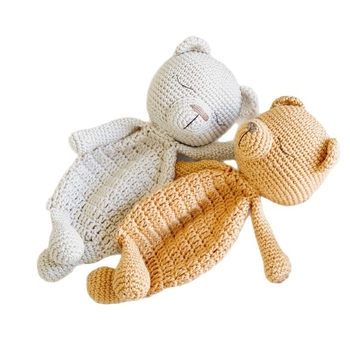 Kézzel készített horgolt medve plüss – testre szabható rajzok szerint, PP gyapot töltés, gyapjú plüss, 0–3 éveseknek