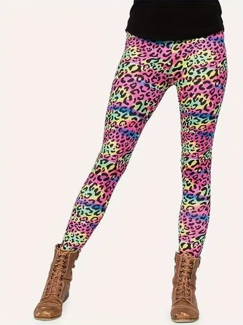 Leoparda printa legingi ar augstu jostu, augstu elastību un sēžamvietas pacēlēšanas efektu