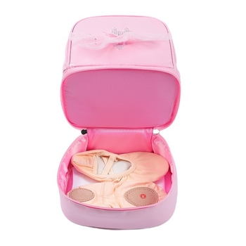 Vaikų šokių sporto krepšys, PU oda, atspari vandeniui, modelis 023-1, gėlių raštas, vidaus sportui