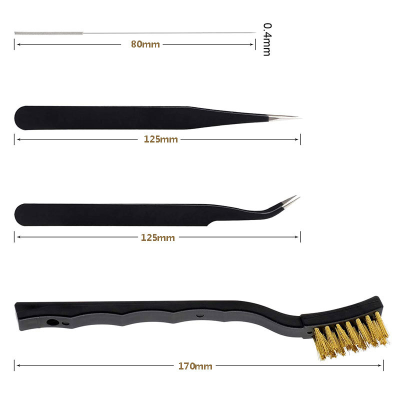 Σετ Καθαρισμού Ακροφύσου 3D Εκτυπωτή με Ακροφύσιο Καθαρισμού, Λαβίδα και Βούρτσα — Συμβατό με Εκτυπωτές MakerBot και Creality Ender