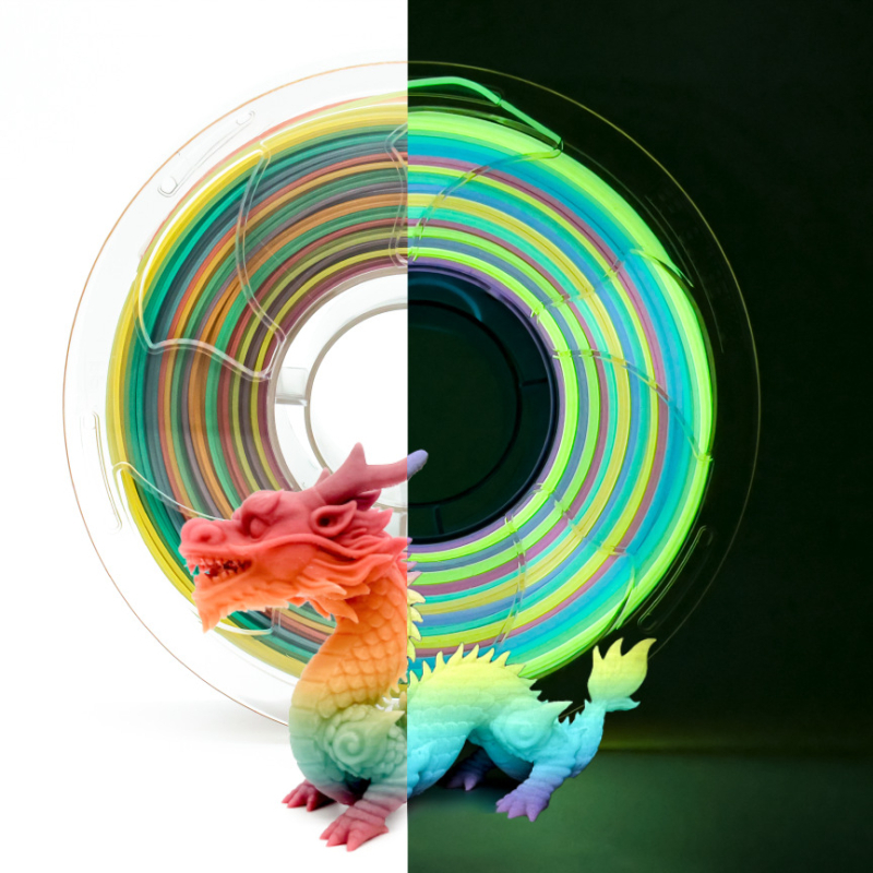 Светеща PLA нишка за 3D принтиране, диаметър 1,75 мм, кръгло сечение, марка Toksen 3D