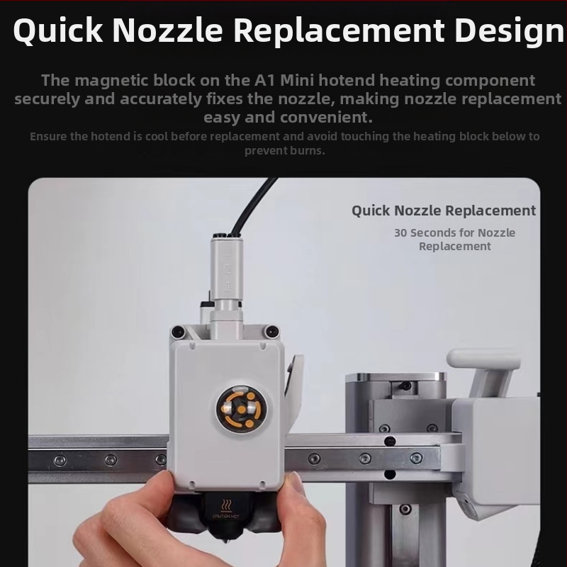 A1/A1mini обновена гореща глава за принтиране със демонтираща се дюза от закалена стомана и силиконова обвивка, устойчива на високи температури