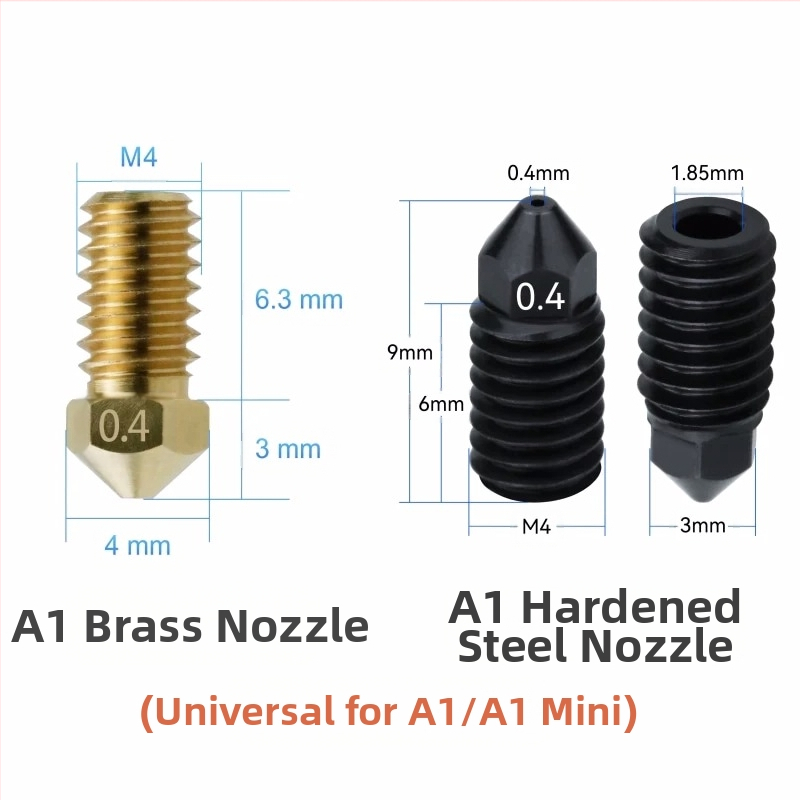 A1/A1mini обновена гореща глава за принтиране със демонтираща се дюза от закалена стомана и силиконова обвивка, устойчива на високи температури