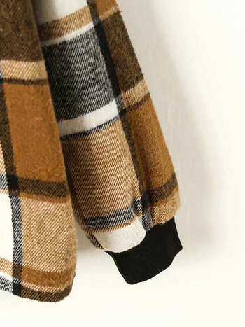 Gyerekeknek készült brit stílusú kockás kapucnis ingdzseki, 3 részes készlet, poliészter