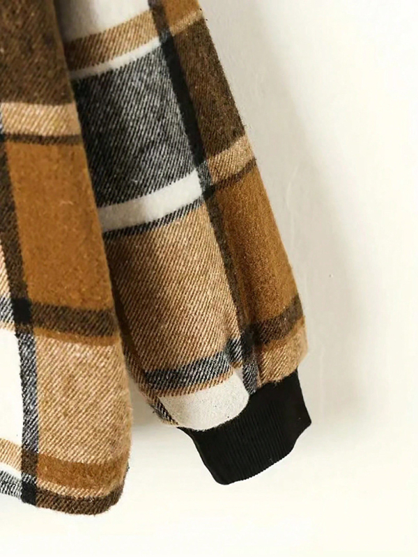 Gyerekeknek készült brit stílusú kockás kapucnis ingdzseki, 3 részes készlet, poliészter