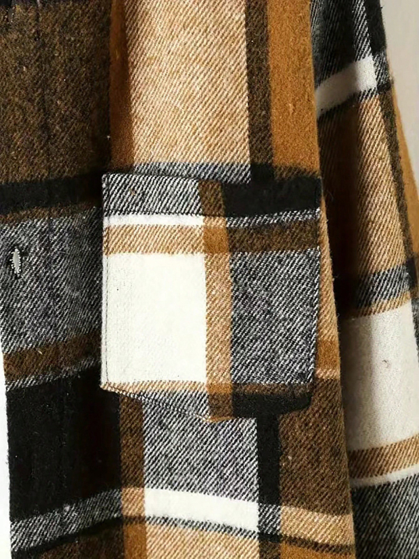 Gyerekeknek készült brit stílusú kockás kapucnis ingdzseki, 3 részes készlet, poliészter