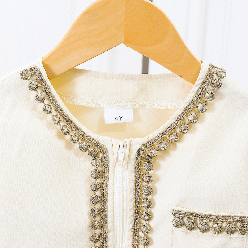 Детска етническа роба в стил Близкия изток с бродерия за момчета | 100% полиестер | За деца 3–8 години | Пролет и есен