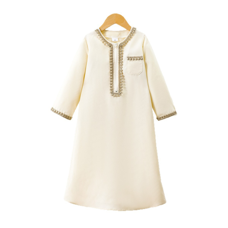 Детска етническа роба в стил Близкия изток с бродерия за момчета | 100% полиестер | За деца 3–8 години | Пролет и есен