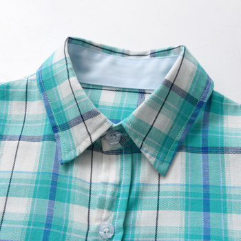 Παιδικό δύο τεμάχιο κοστούμι: πουκάμισος καρό με κοντό μανίκι και παντελόνες με τιράντες, 80% βαμβάκι, για παιδιά 3–8 ετών, καλοκαίρι