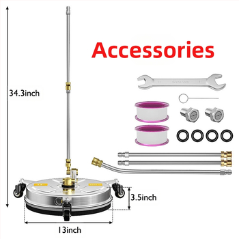Aukšto slėgio ploviklis iš nerūdijančio plieno, dviejų funkcijų reguliuojamas šasijui ir grindims, varinė galvutė, nerūdijančio plieno rankena, 4000 psi, purškimo atstumas 10 m