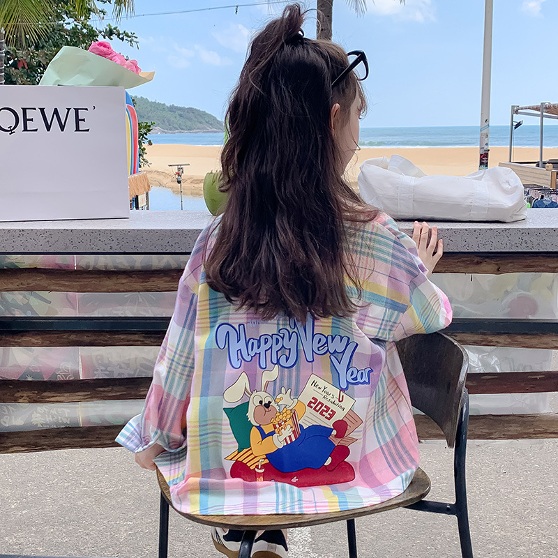 Mergaitei dryžių palaidinė, Korėjiško stiliaus, ilgomis rankovėmis, medvilnės tops pavasariui ir rudeniui, 3–8 metų amžiaus grupė (Pavasaris 2025)