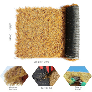 Mingrun Thatch serijos plastikinis paviljonas su šiaudiniu stogu paplūdimių vakarėliams, pritaikomas, supakuotas į PP plastiko maišą