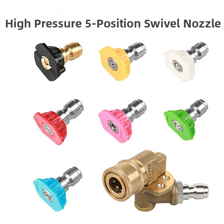 Високонапорна водоструйка с 7-стъпково регулиране, 5-степенен ъглов адаптер, чист мед, 4500 psi