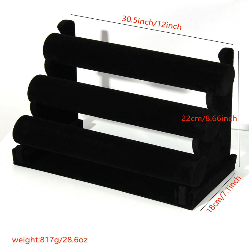 Trijų lygių plastikinis papuošalų ekspozicijos stovas apyrankėms ir karoloms