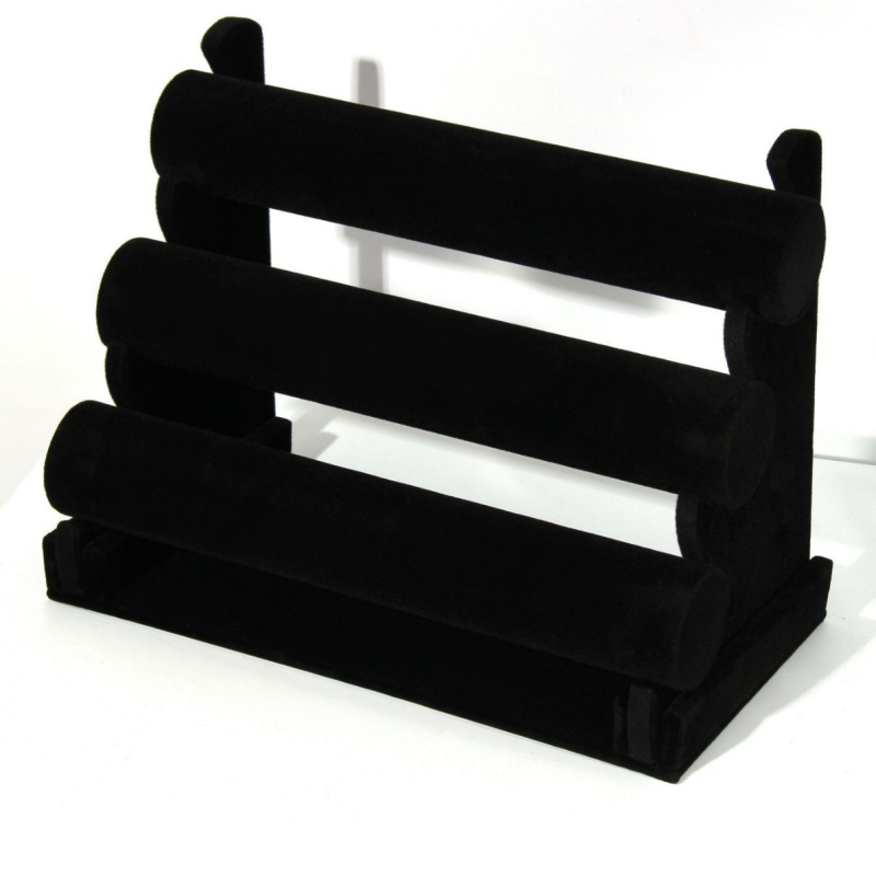 Trijų lygių plastikinis papuošalų ekspozicijos stovas apyrankėms ir karoloms