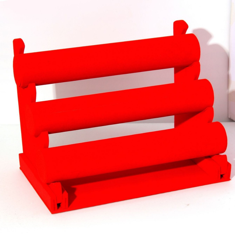 Trijų lygių plastikinis papuošalų ekspozicijos stovas apyrankėms ir karoloms