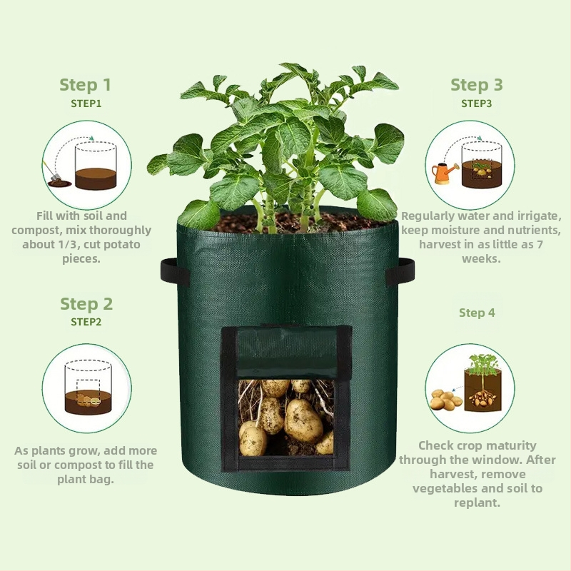 PE торба за засаждане, дишаща екологична торба за домашно градинарство, озеленяване и балконски зеленчукови градини, торба за растеж на растенията