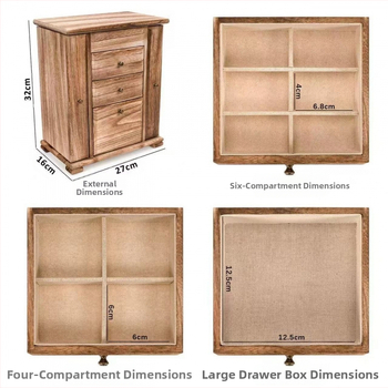 Ξύλινο κουτί κοσμημάτων, πολυεπίπεδη με διαμερίσματα, μεγάλο αποθηκευτικό χώρο για βραχιόλια, δαχτυλίδια, σκουλαρίκια και κολιέ, δυνατότητα προσαρμογής και εκτύπωσης λογοτύπου