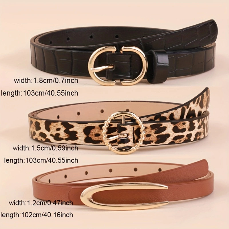 Női PU bőr öv ötvözetes csattal és tűs zárással – egyszerű divatos stílus, elektroplatinált felület